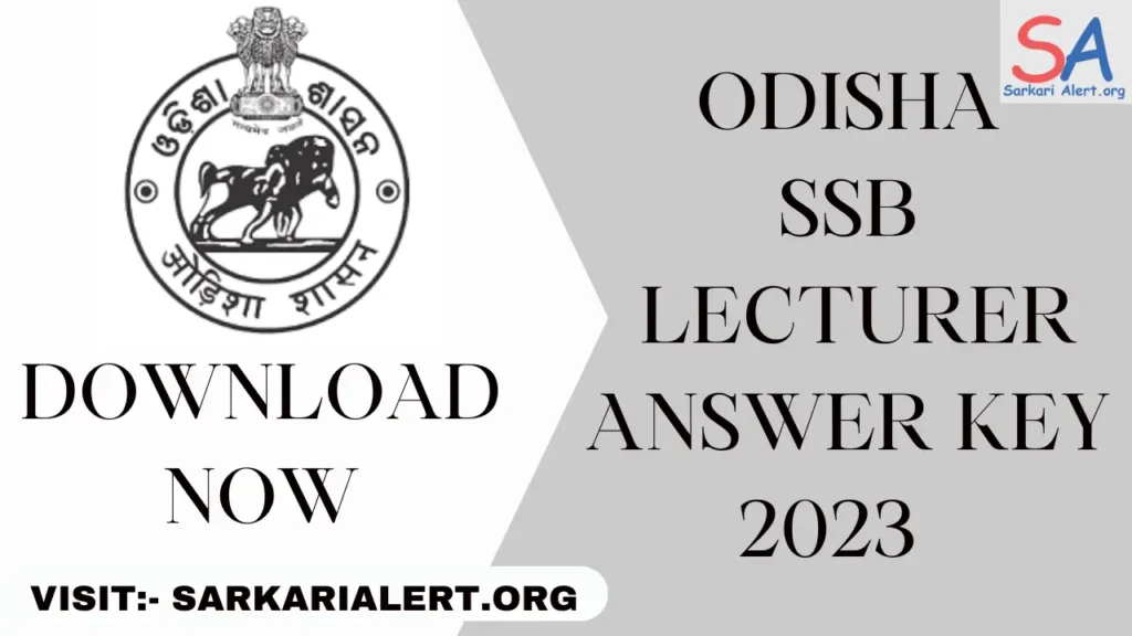 ODISHA SSB LECTURER ANSWER KEY 2023